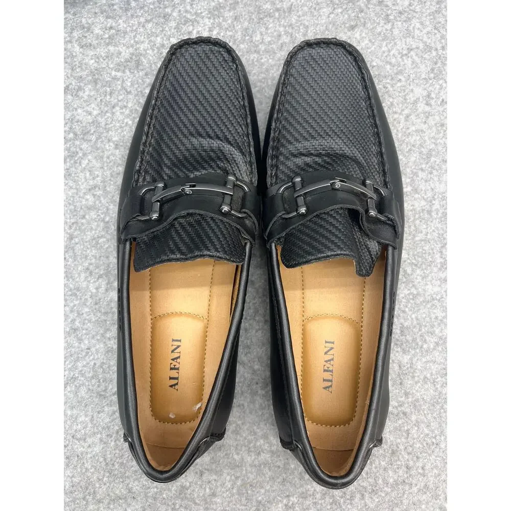 Alfani Len Black Leather Horse Bit Casual Slip On Comfort Driving Loafer Men 11